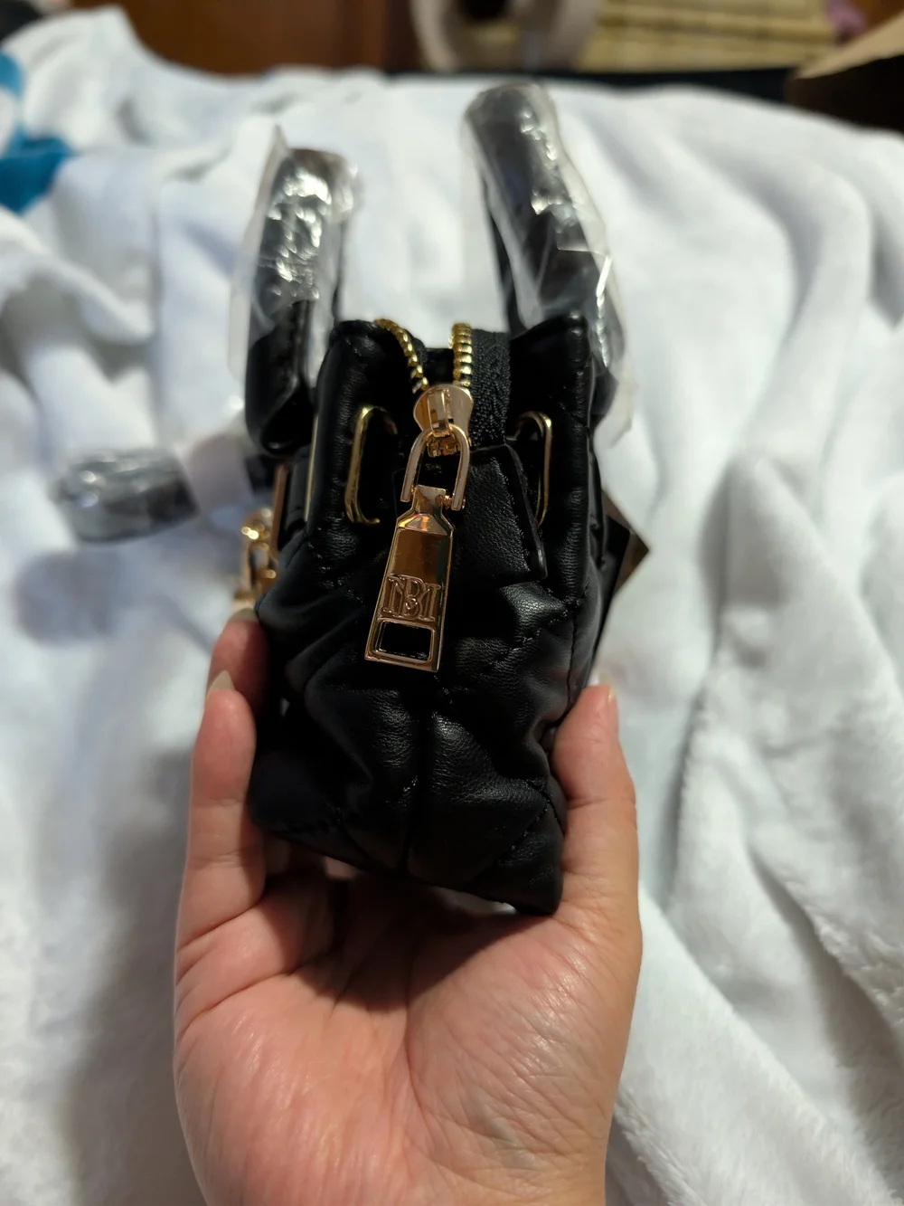Badgley Mischka Mini Diamond Quilted Tote Bag